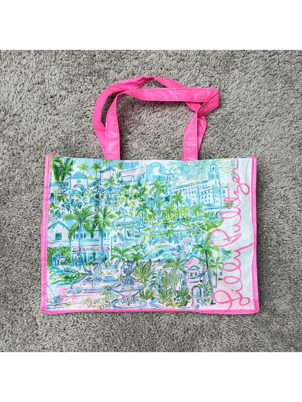 Lilly Pulitzer Pink Tropical Print Tote Bag